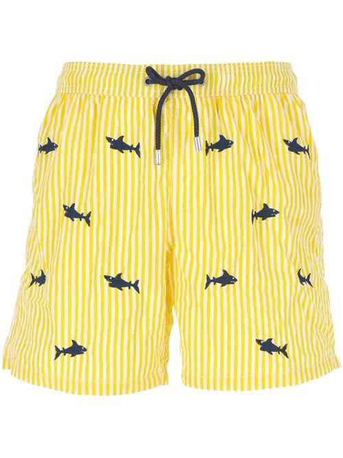 Shark embroidery yellow/white man beachwear MC2 Saint Barth | GUSTAVIA EMBROIDERYGUS000702040F